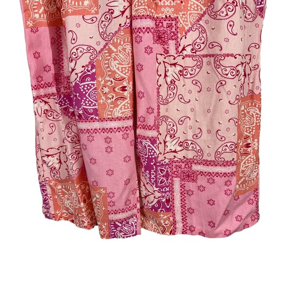 Hester & Orchard Womens XL Linen Blend Wide Leg Pants Pink Orange Patchwork - Picture 7 of 7